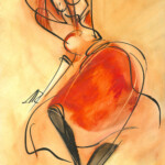 Tänzerin, Flamenco, Frau tanzend, Illustration,